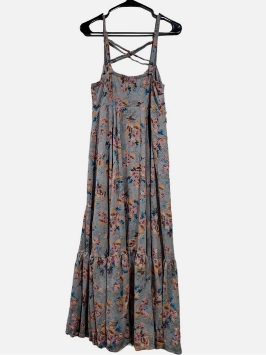 torrid Dresses & Skirts - torrid ~ Strappy Dress ~ Heather Gray w/ Flowers ~ Jersey Material ~ Ruffle Tier